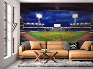 Outlet Honkbalstadion in de avond fotobehang Tienerkamer | Kinderkamer