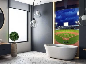 Outlet Honkbalstadion in de avond fotobehang Tienerkamer | Kinderkamer