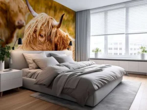 New Hooglanders in de Weide fotobehang Dieren