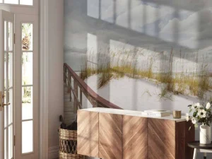 Hot Houten brug over een duin fotobehang Architectuur