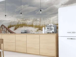 Hot Houten brug over een duin fotobehang Architectuur