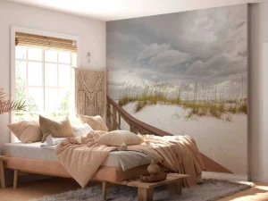 Hot Houten brug over een duin fotobehang Architectuur