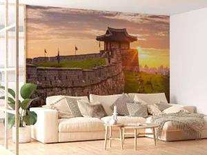 Fashion Hwaseong-vesting bij zonsondergang fotobehang Architectuur