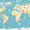 Clearance Illustratie wereldkaart Dieren