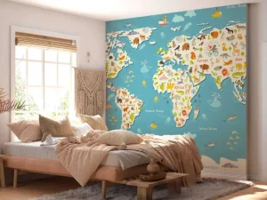 Clearance Illustratie wereldkaart Dieren