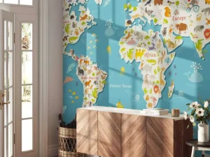 Clearance Illustratie wereldkaart Dieren