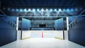 Outlet Ingang ijshockey arena fotobehang Kinderkamer | Sport