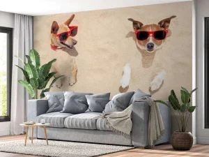 Discount Ingegraven honden op het strand fotobehang Dieren
