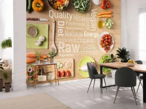 Online Ingrediënten met woorden fotobehang Keuken