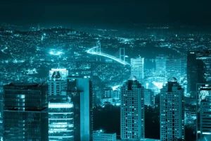 Fashion Istanbul met een blauw effect fotobehang Architectuur