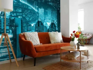Fashion Istanbul met een blauw effect fotobehang Architectuur