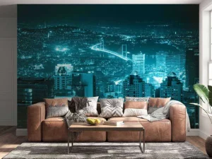 Fashion Istanbul met een blauw effect fotobehang Architectuur
