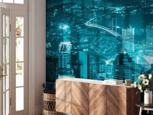 Fashion Istanbul met een blauw effect fotobehang Architectuur