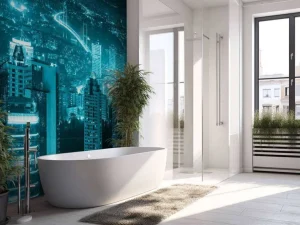 Fashion Istanbul met een blauw effect fotobehang Architectuur