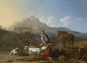 New Italiaans landschap met geitenmelkster fotobehang Kunst & Design