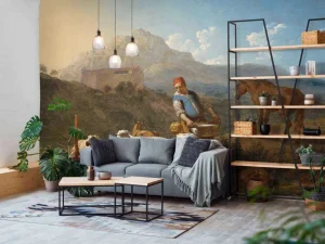 New Italiaans landschap met geitenmelkster fotobehang Kunst & Design