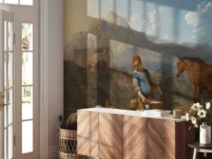 New Italiaans landschap met geitenmelkster fotobehang Kunst & Design