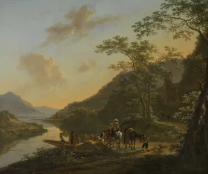 New Italiaans landschap met overzetveer fotobehang Kunst & Design