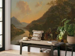 New Italiaans landschap met overzetveer fotobehang Kunst & Design