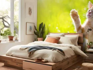 Fashion Jonge kat probeert een vlinder te vangen fotobehang Kinderkamer | Dieren