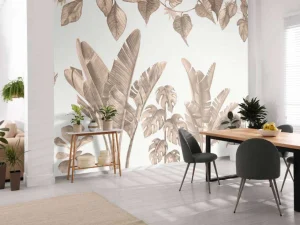Clearance Jungle bladeren in taupe Kinderkamer