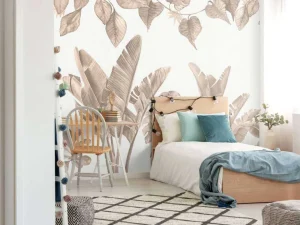 Clearance Jungle bladeren in taupe Kinderkamer