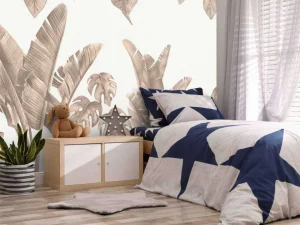 Clearance Jungle bladeren in taupe Kinderkamer