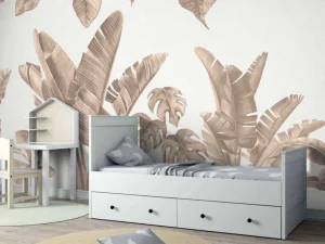 Clearance Jungle bladeren in taupe Kinderkamer