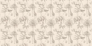 Outlet Jungle dieren beige Kinderkamer | Dieren