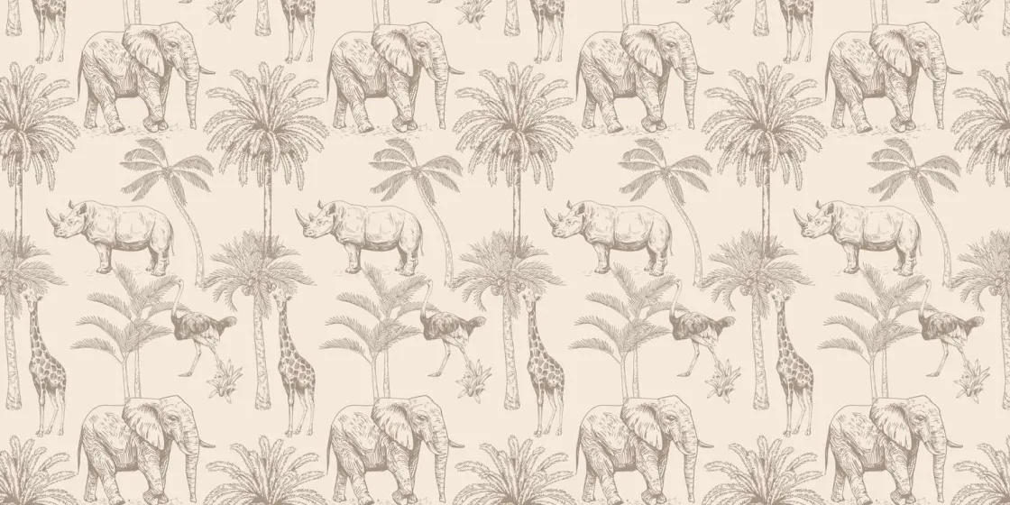 jungle_dieren_beige_2.webp Outlet Jungle dieren beige Kinderkamer | Dieren
