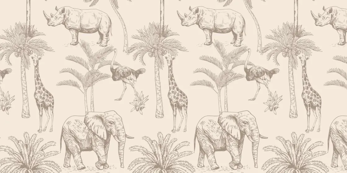 jungle_dieren_beige_4.webp Outlet Jungle dieren beige Kinderkamer | Dieren