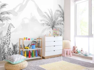 Hot Jungle dieren in zwart-wit Kinderkamer