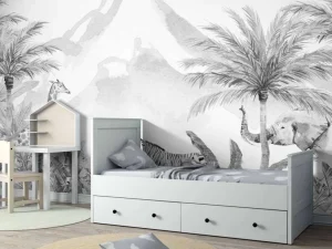 Hot Jungle dieren in zwart-wit Kinderkamer