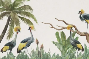 Hot Jungle met kraanvogels Kinderkamer | Dieren