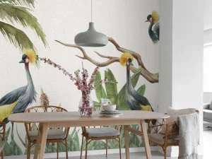 Hot Jungle met kraanvogels Kinderkamer | Dieren