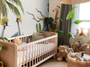 Hot Jungle met kraanvogels Kinderkamer | Dieren