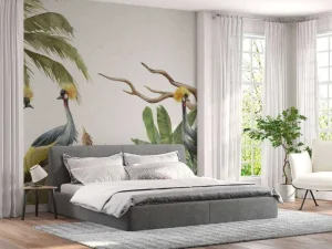 Hot Jungle met kraanvogels Kinderkamer | Dieren
