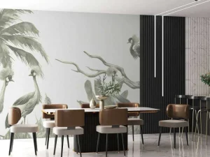 Hot Jungle met kraanvogels in groen Kinderkamer | Dieren