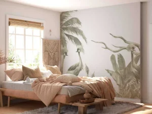 Hot Jungle met kraanvogels in groen Kinderkamer | Dieren