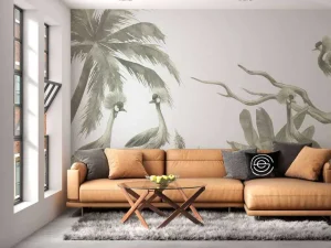 Hot Jungle met kraanvogels in groen Kinderkamer | Dieren