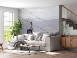 Hot Kabelbaan in een berglandschap fotobehang Tienerkamer