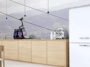 Hot Kabelbaan in een berglandschap fotobehang Tienerkamer