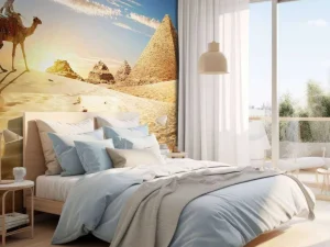 Outlet Kameel in de woestijn bij zonsondergang fotobehang Dieren