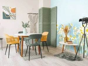 Clearance Kamille bloemen met een blauwe achtergrond fotobehang Slaapkamer | Bloemen