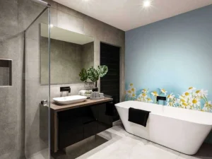 Clearance Kamille bloemen met een blauwe achtergrond fotobehang Slaapkamer | Bloemen