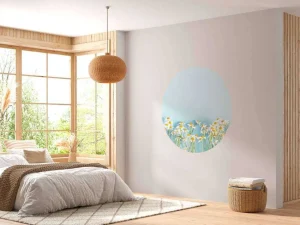 Clearance Kamille bloemen met een blauwe achtergrond fotobehang Slaapkamer | Bloemen
