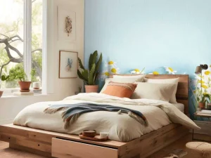 Clearance Kamille bloemen met een blauwe achtergrond fotobehang Slaapkamer | Bloemen
