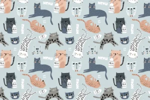 Outlet Katten en poezen print fotobehang Kinderkamer | Babykamer