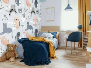 Outlet Katten en poezen print fotobehang Kinderkamer | Babykamer