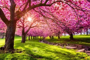 Fashion Kersenbloesem bomen fotobehang Bloemen